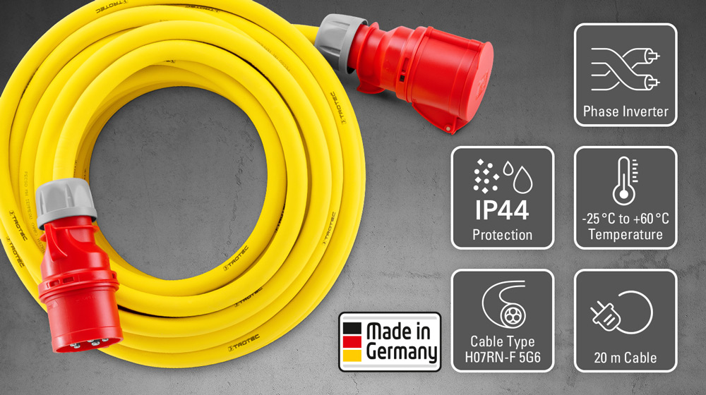 Rallonge Cable Souple (10m) - 16A - Triphasée CEE