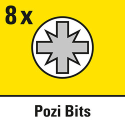 8 embouts Pozidriv : PZ1 – PZ3