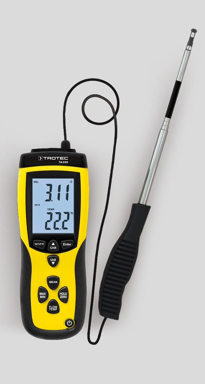 Trotec TROTEC TA300 Anémomètre thermique vitesse du vent débit d'air température d'air 