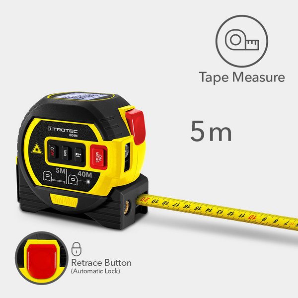 Télémètre laser 3 en 1 5 m ruban à mesurer 40 m laser mètre avec