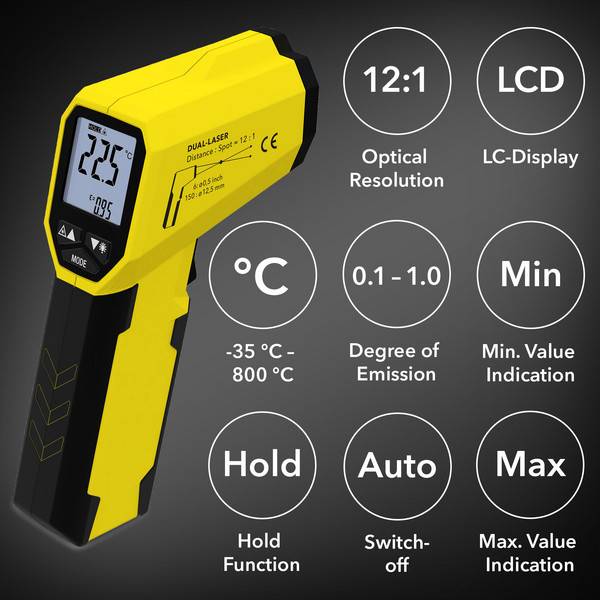 Thermomètre Infrarouge - 50 à + 280°C à Visée Laser, acheter vente