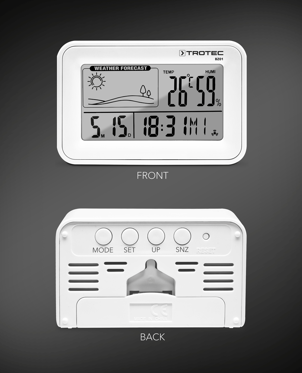 Réveil numérique avec station météo BZ01 - TROTEC