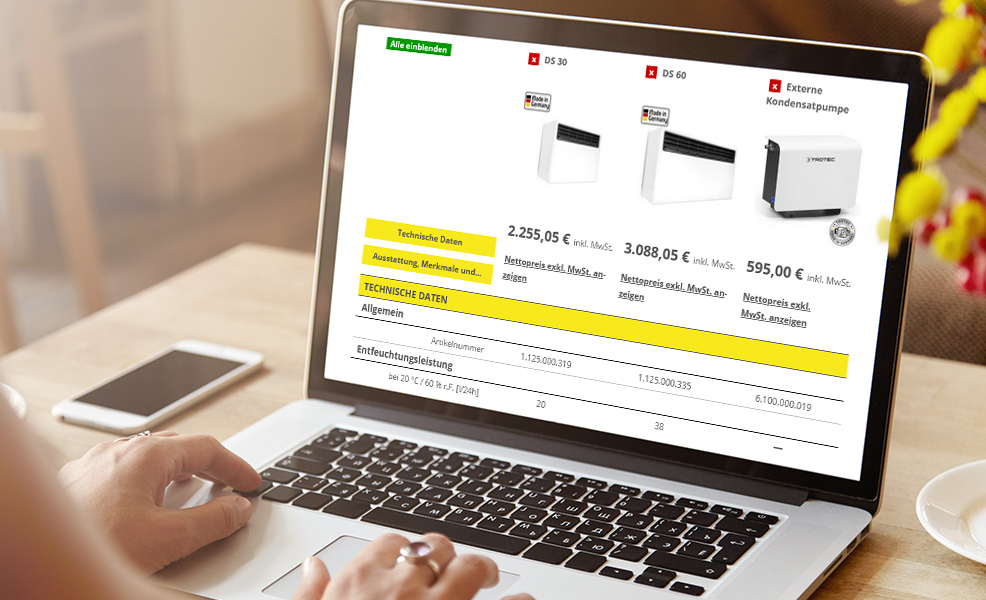 Comparaison des données techniques