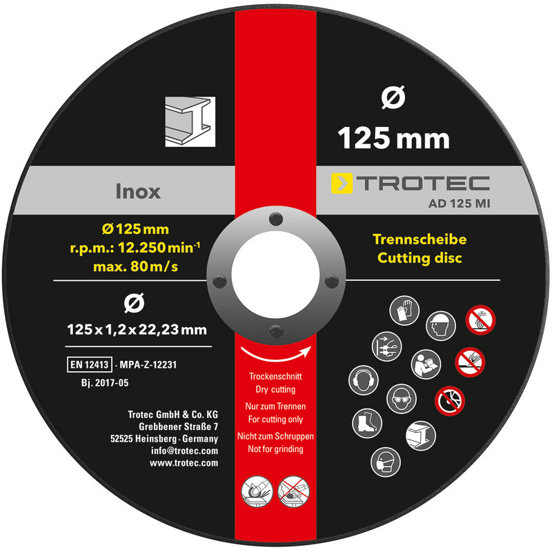 Paquet de disques de tronçonnage pour le métal 125 - TROTEC