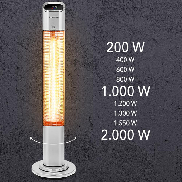 TROTEC Chauffage de terrasse infrarouge IRS 1200 E, 1200 W