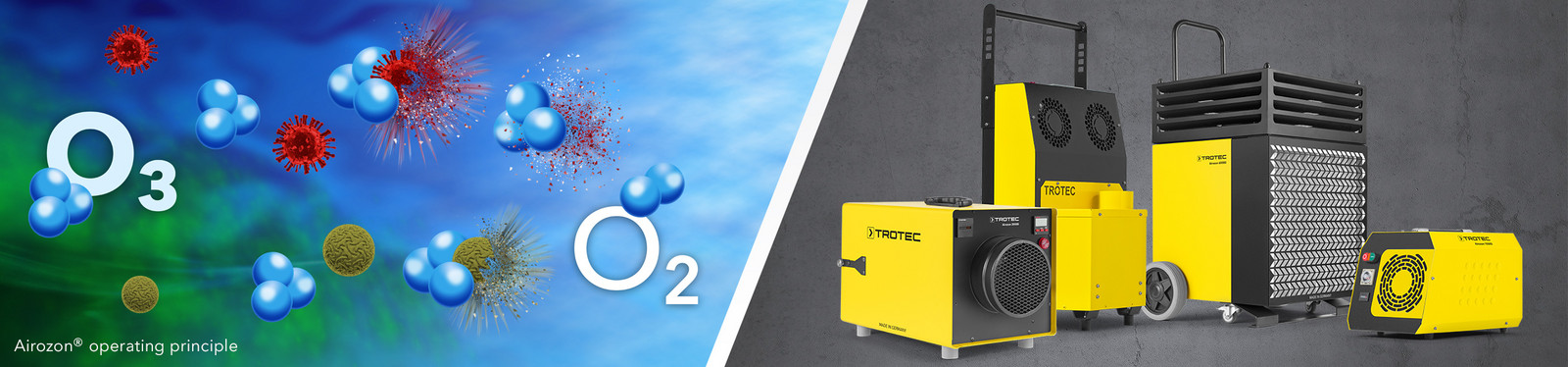 Les générateurs d'ozone performants de la série Airozon Professional pour la désinfection et la neutralisation des odeurs