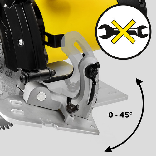 Réglage en continu de l’angle de coupe jusqu’à 45°