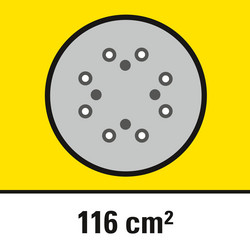 Surface du plateau de ponçage excentrique 116 cm²