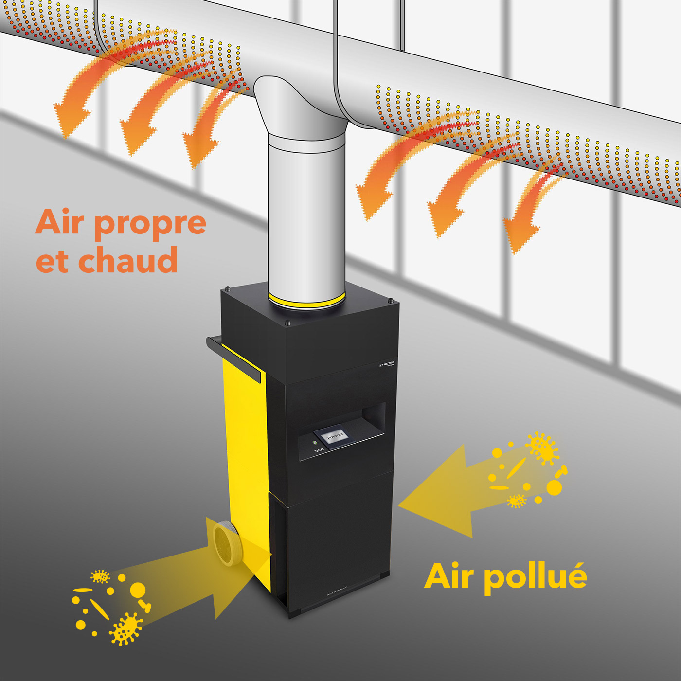 TAC XT avec hotte de raccordement de tuyau et raccordement à un système de distribution d’air