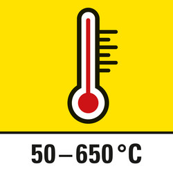 Température de l’air préréglable de 50 °C à 650 °C par paliers de 10 °C