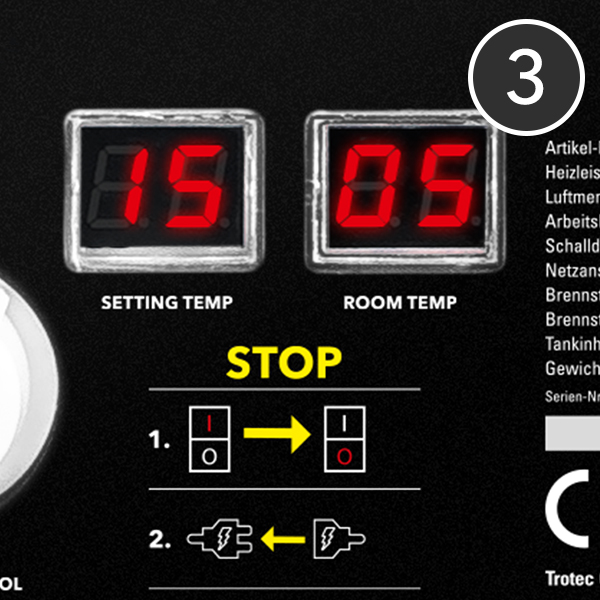 Thermostat à double affichage numérique pour la valeur de consigne et la valeur réelle