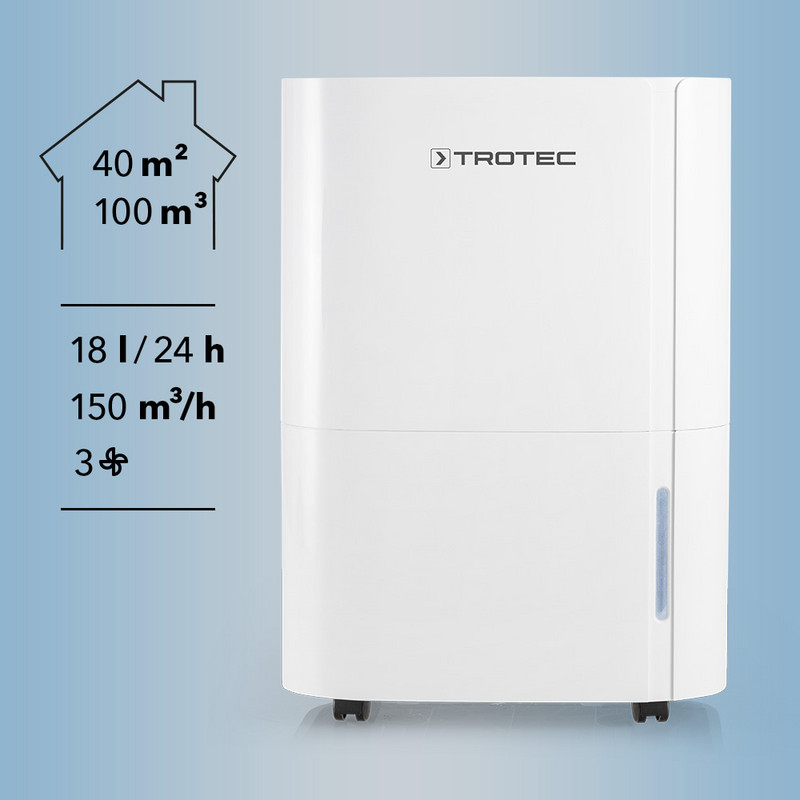 TROTEC TTK 60 E Déshumidificateur d'air (18 l/j) pour 40 m² absorbeur d'humidité  problèmes d'humidité air ambiant humide maison - Conforama
